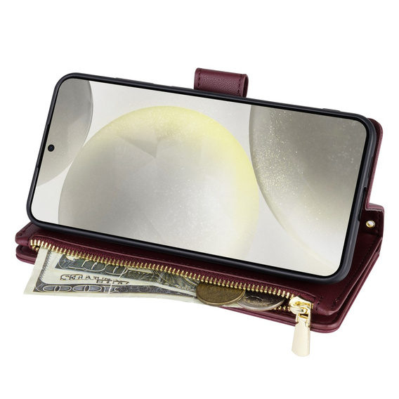 Puzdro s chlopňou pre Samsung Galaxy A56 5G, Rhombus Crossbody Leather, bordové