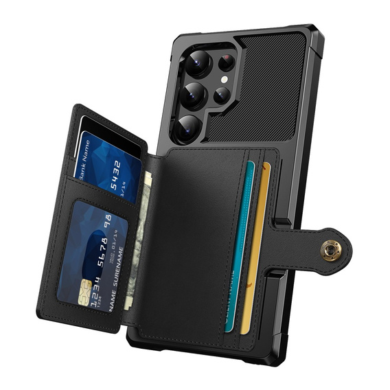 Puzdro pre Samsung Galaxy S25 Ultra, Card Holder Kickstand, čierne