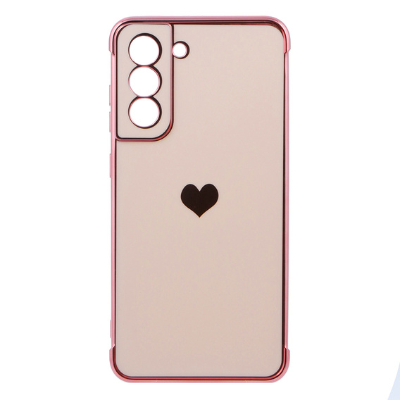 Obal na mobil pre Samsung Galaxy S21 FE, Electro heart, ružové rose gold