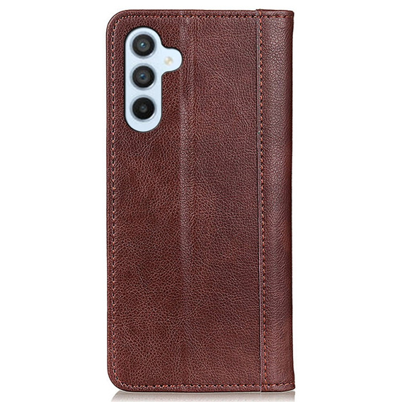 Obal na mobil pre Samsung Galaxy S24, Wallet Litchi Leather, hnedé