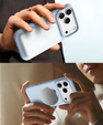 Silikónové puzdro pre iPhone 17 Pro, pre MagSafe, proti nárazom, modré