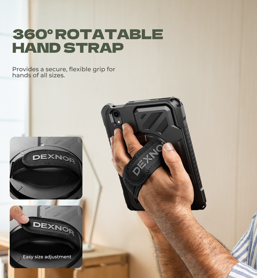 360° puzdro Dexnor s popruhom a držiakom na stylus pre iPad mini 8,3" 2021 (6. generácia) / iPad mini 8,3" 2024 (7. generácia)