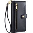 Klapkové puzdro pre iPhone 14, Wallet Zipper Pocket, čierne
