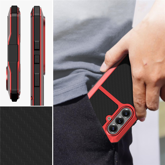 Puzdro s integrovaným sklom pre Samsung Galaxy S26 Plus, červené