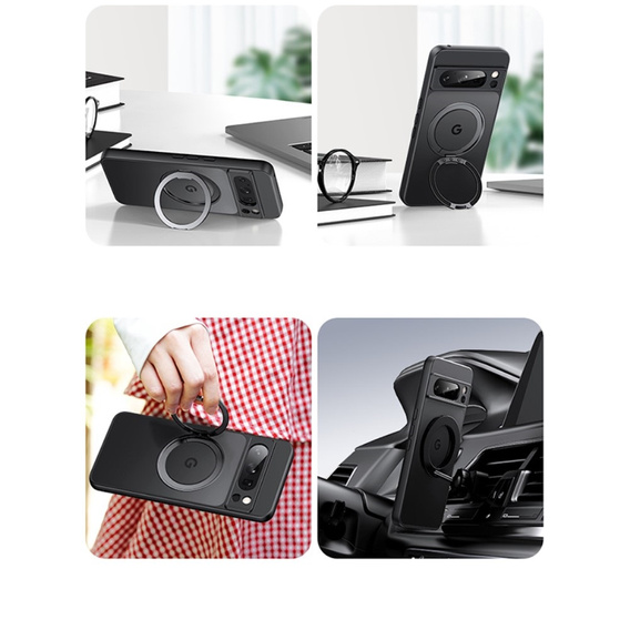 Puzdro pre telefón Google Pixel 8A, Fusion Hybrid Kickstand, pre MagSafe, priehľadné