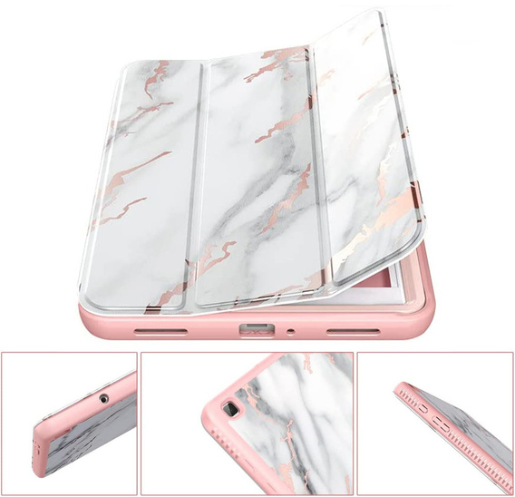 Obal na mobil pre Samsung Galaxy Tab A 8.0, Suritch Full Body Basic Marble, ružové