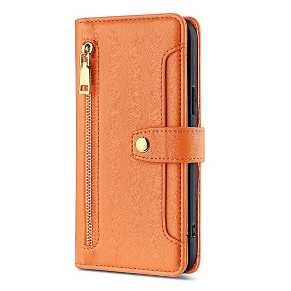 Klapkové puzdro pre Oppo Reno8 T 4G, Wallet Zipper Pocket, oranžové