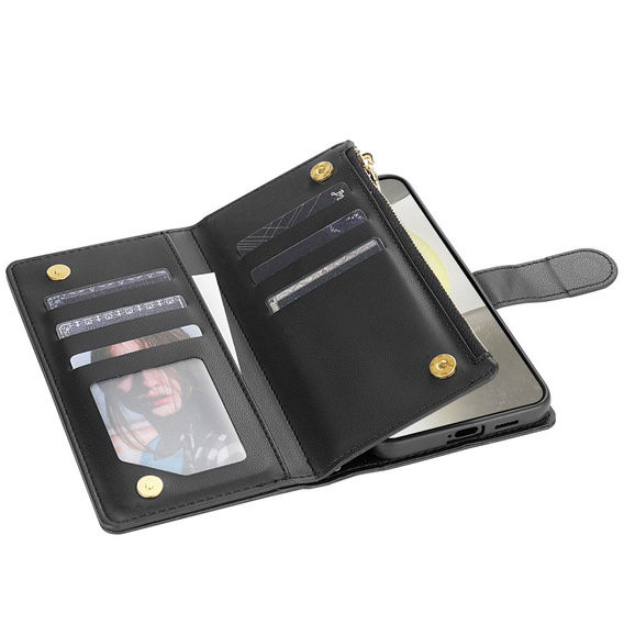 Puzdro s chlopňou pre Samsung Galaxy S25 Edge, Rhombus Crossbody Leather, čierne