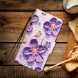 Klapkové puzdro pre Xiaomi Redmi 13C / Poco C65, Wallet, Painted Flowers, fialový