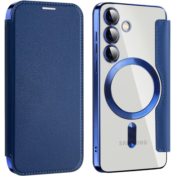 Klapkové puzdro pre Samsung Galaxy S24, RFID Wallet MagSafe CamShield, tmavomodré