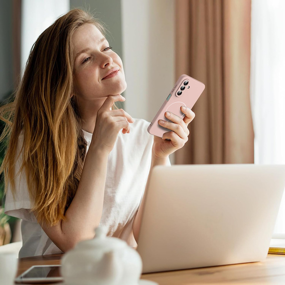 Silikónové puzdro pre Samsung Galaxy A17 5G, pre MagSafe, ružové