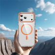 Obrnené puzdro MagSafe číre s oranžovými stranami pre iPhone 17 Pro Max