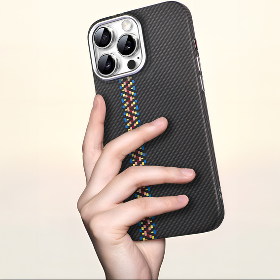 Puzdro pre iPhone 15 Pro, Carbon Fiber MagSafe, čierne
