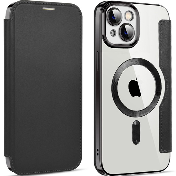 Klapkové puzdro pre iPhone 14, RFID Wallet MagSafe CamShield, čierne