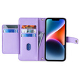 Klapkové puzdro pre iPhone 15 Pro, Wallet Zipper Pocket, fialové