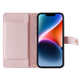 Klapkové puzdro pre iPhone 15, Wallet Zipper Pocket, ružové