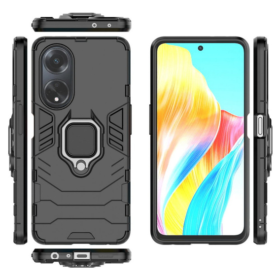 Obal na mobil pre Oppo A98 5G, Kickstand Ring, čierne