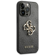GUESS Obal na mobil pre iPhone 14 Pro, 4G Big Metal Logo, sivé