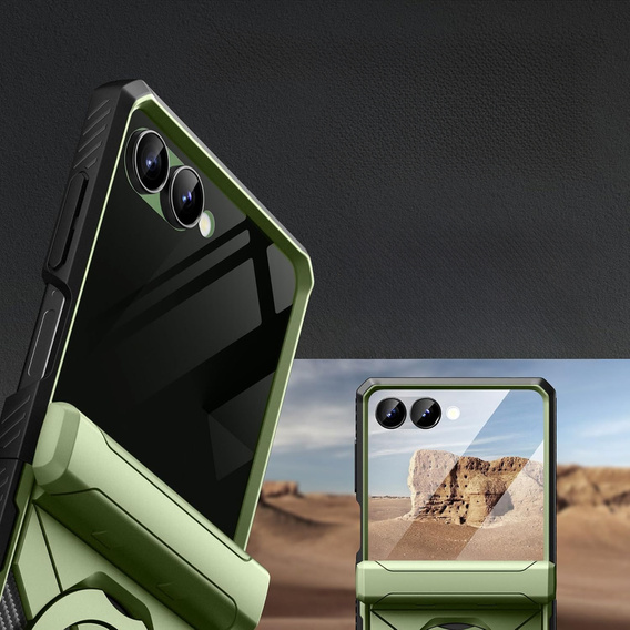 Puzdro Tongate MECH s MagSafe pre Samsung Galaxy Z Flip7 FE / Z Flip6, zelené