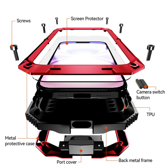 Puzdro R-JUST s podstavcom a integrovaným sklom pre iPhone 17