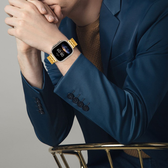 Oceľový náramok pre Apple Watch 1/2/3/4/5/6/7/8/SE/ULTRA 42/44/45/49 MM - zlatý
