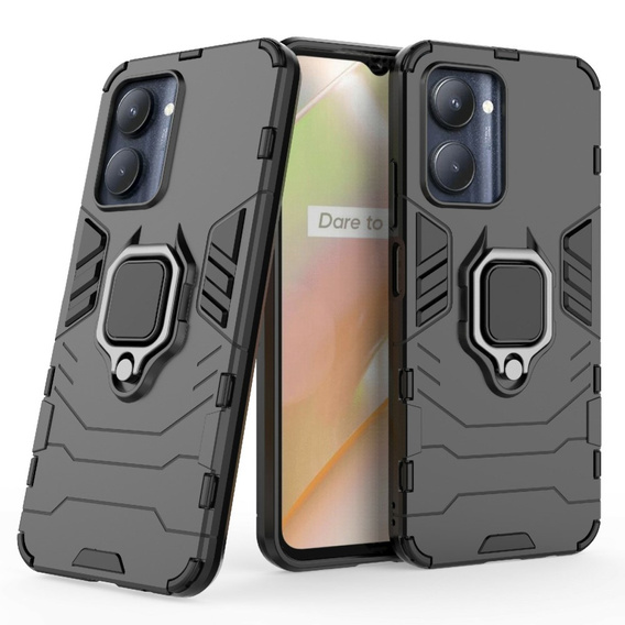 Obal na mobil pre Realme C33, Kickstand Ring, čierne