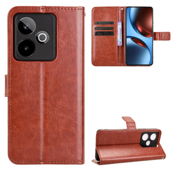 Klapkové puzdro pre Realme GT 7 / 7T, Crazy Horse Wallet, hnedé