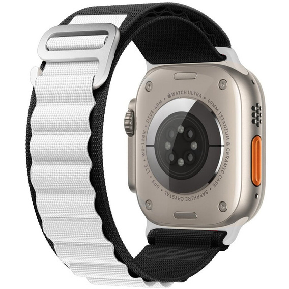 Nylonový remienok pre Apple Watch 1/2/3/4/5/6/7/8/SE/ULTRA 42/44/45/49 mm, čierny / biely