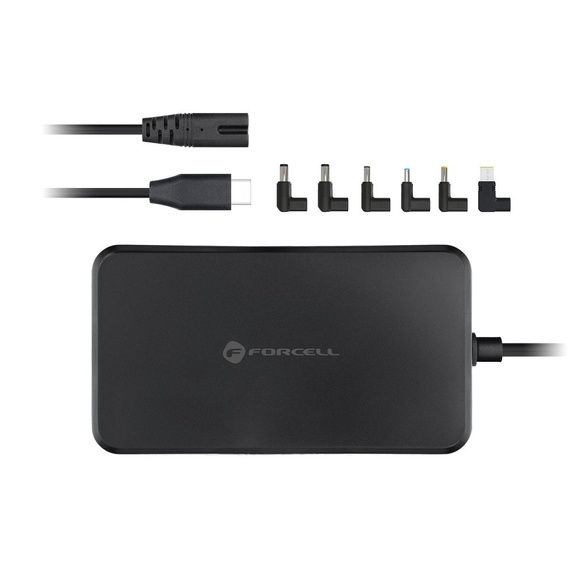 Univerzálny napájací adaptér pre notebook Forcell E856 USB-C 90 W s vymeniteľnými koncovkami