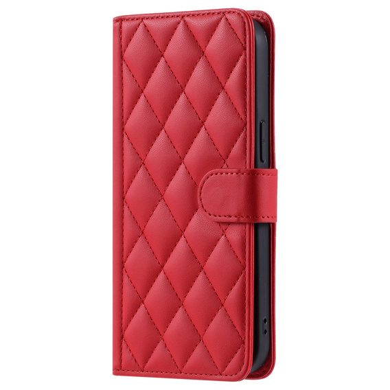 Puzdro s chlopňou pre iPhone 16 Pro Max, Rhombus Crossbody Leather, červené