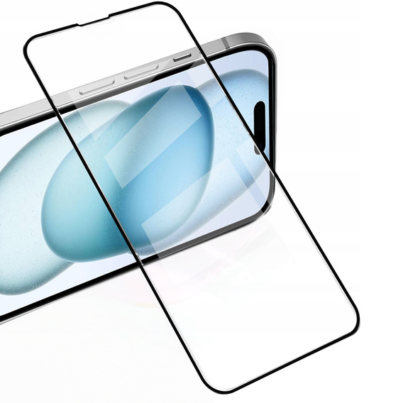 2x tvrdené sklo pre iPhone 15, ERBORD 3D pre celý displej