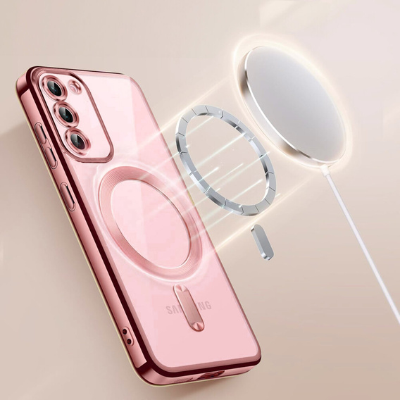 Puzdro pre Samsung Galaxy S23, Electro MagSafe, ružové rose gold + sklo na displej