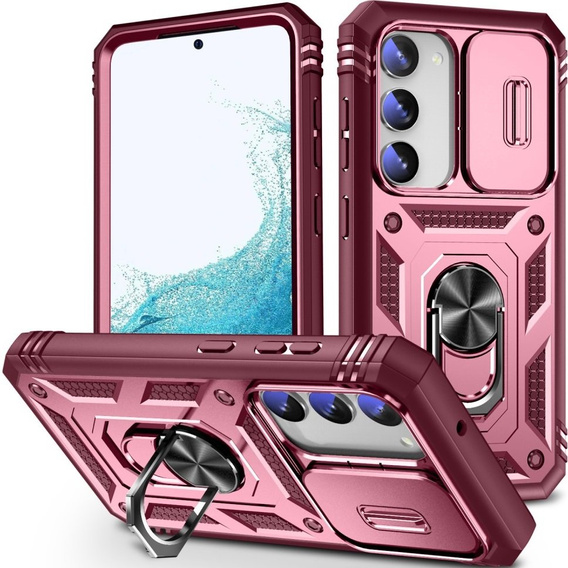 Obal na mobil pre Samsung Galaxy S23 Plus, CamShield Slide, ružové / červené