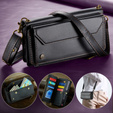 Puzdro CASEME pre Samsung Galaxy S24 FE, RFID Leather Wallet, s popruhom cez rameno, čierne
