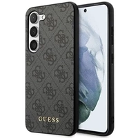 GUESS Obal na mobil pre Samsung Galaxy S24+ Plus, 4G Metal Gold Logo, sivé