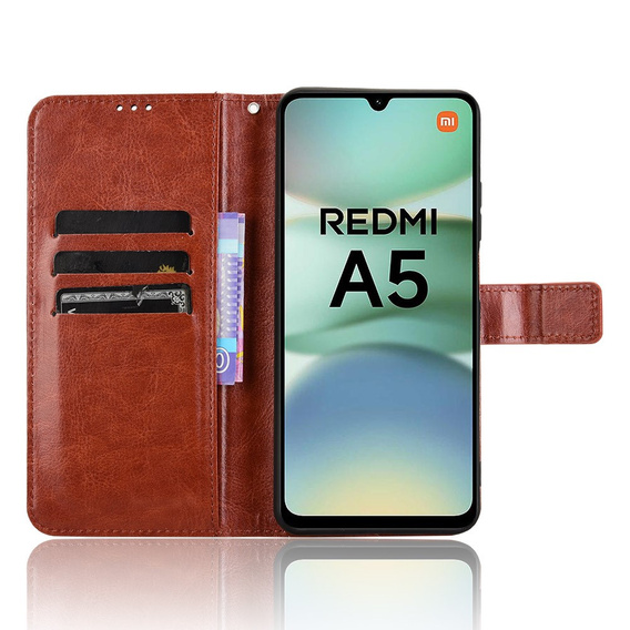 Klapkové puzdro pre Xiaomi Redmi A5, Crazy Horse Wallet, hnedé