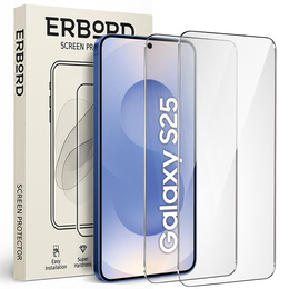 2x tvrdené sklo pre Samsung Galaxy S24/S25, ERBORD 9H Hard Glass na displeji