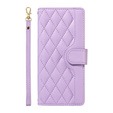 Puzdro s chlopňou pre iPhone 16E, Rhombus Crossbody Leather, fialové