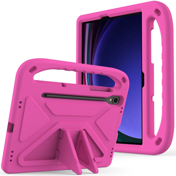 Detské puzdro pre Samsung Galaxy Tab S10 Lite / S10 FE / S9 FE, s rukoväťou, ružové