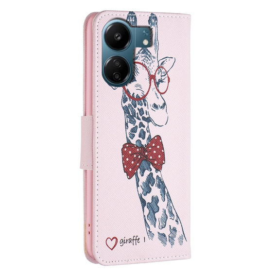 Klapkové puzdro pre Xiaomi Redmi 13C / Poco C65, Wallet, giraffe, ružové