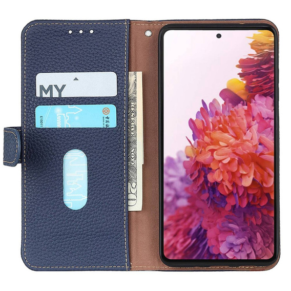 KHAZNEH RFID puzdro pre OnePlus 12R, Litchi Texture, modré