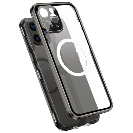 Magnetické puzdro Dual Glass MagSafe pre iPhone 14 Pro, čierne