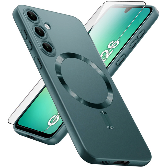 Puzdro pre Samsung Galaxy A26, ColorMag, pre MagSafe, zelený + tvrdené sklo 9H