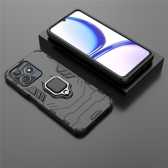 Obal na mobil pre Realme C51, Kickstand Ring, čierne
