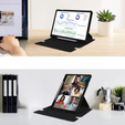 Puzdro s klávesnicou pre Samsung Galaxy Tab S9, Rotary 360° Leather, čierne