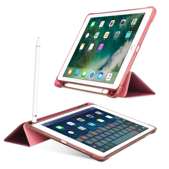 Puzdro pre iPad 9.7 2018 / 2017/ Air / Air 2, Smartcase s priestorom pre stylus, ružové rose gold