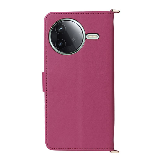 Puzdro s chlopňou pre Xiaomi Poco F7 Pro / F7 Ultra, Crossbody Leather Wallet, bordové