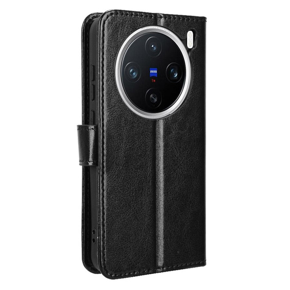 Klapkové puzdro pre Vivo X200 Pro 5G, Crazy Horse Wallet, čierne