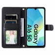 Puzdro s chlopňou pre Samsung Galaxy A16, Rhombus Crossbody Leather, čierne