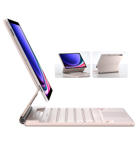 Puzdro s klávesnicou pre Samsung Galaxy Tab S7+ / S7 FE / S9+ / S8+ / S9 FE+ / S10+, Dexnor Magnetic Keyboard Touchpad, ružové